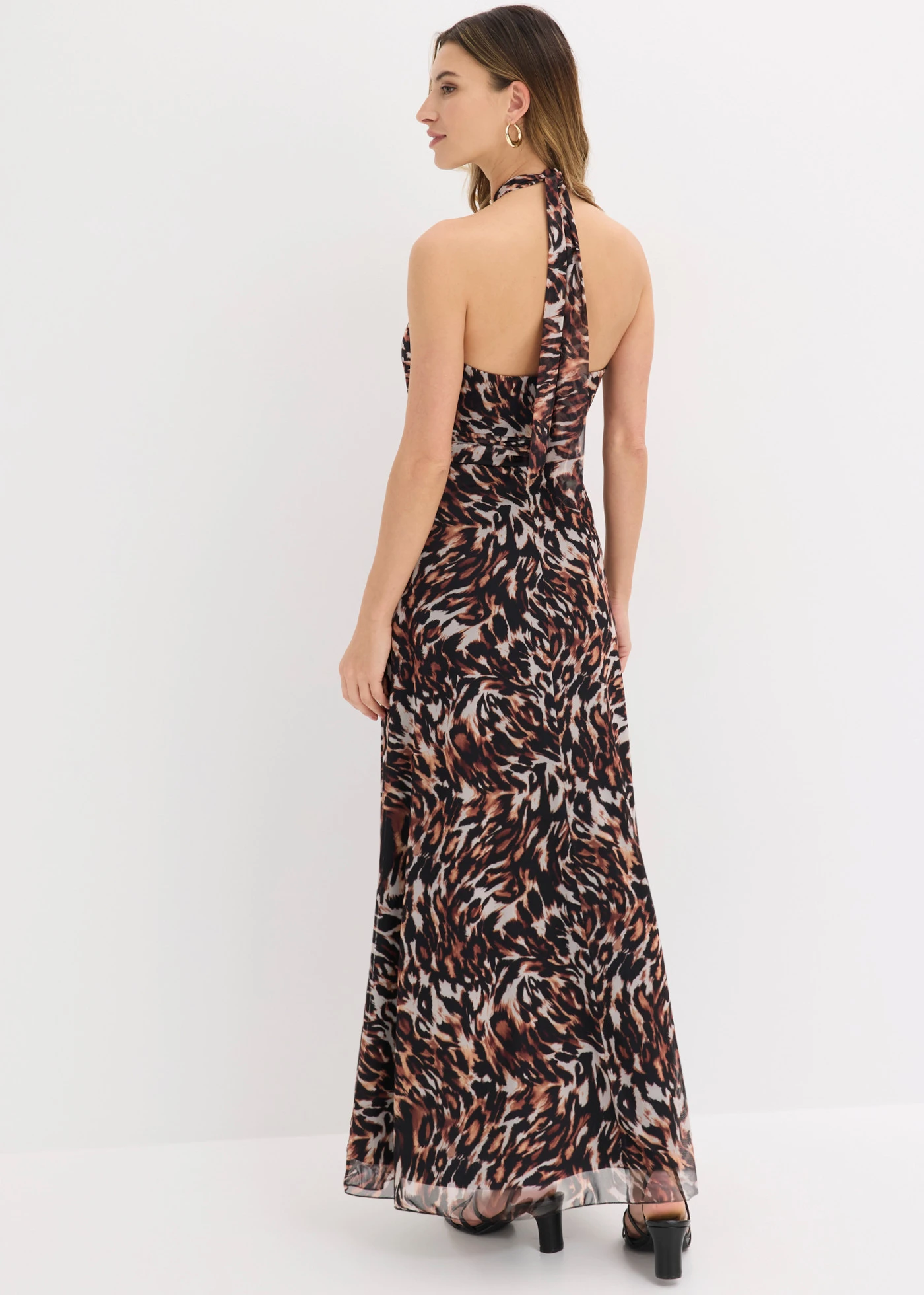Maxi jurk • zwart-bruin luipaardprint • product-page.page-title-suffix