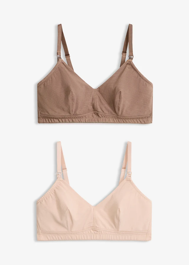 Voedingsbh zonder beugels met biologisch katoen (set van 2), Kleur: zwart+wit