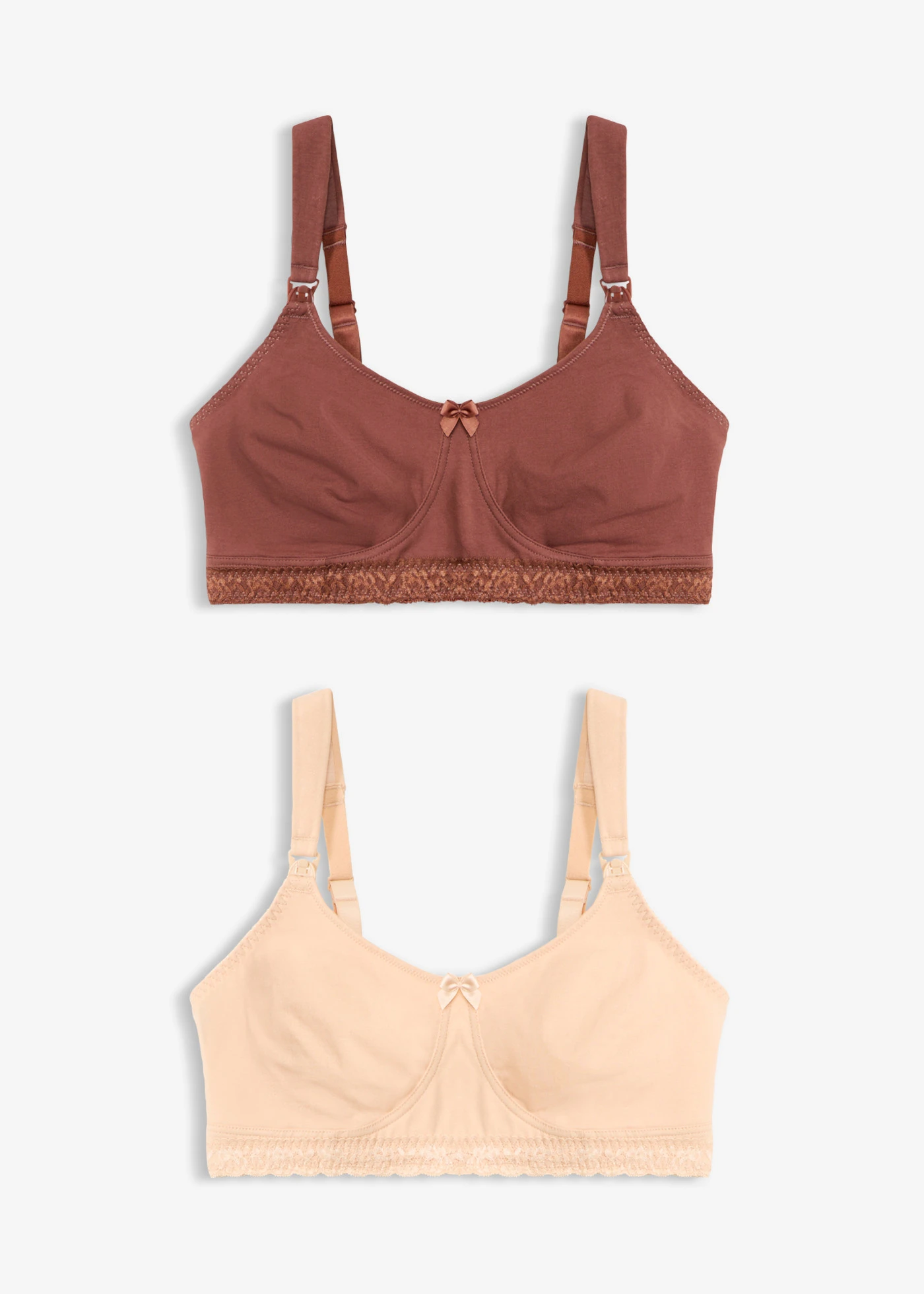 Lot de 2 soutiens-gorge d’allaitement coton sans armatures • marron fumé + beige doux • product-page.page-title-suffix