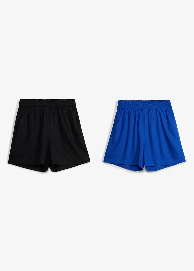 Lot de 2 shorts en viscose à taille élastiquée • noir + bleu cobalt • product-page.page-title-suffix