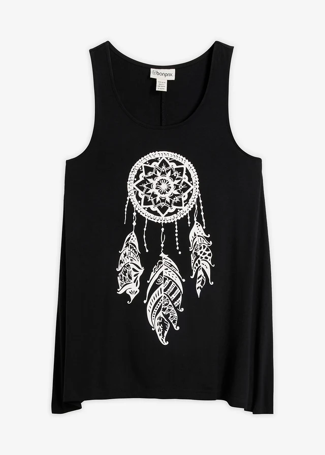 Top long imprimé • noir-blanc imprimé • Boutique bonprix