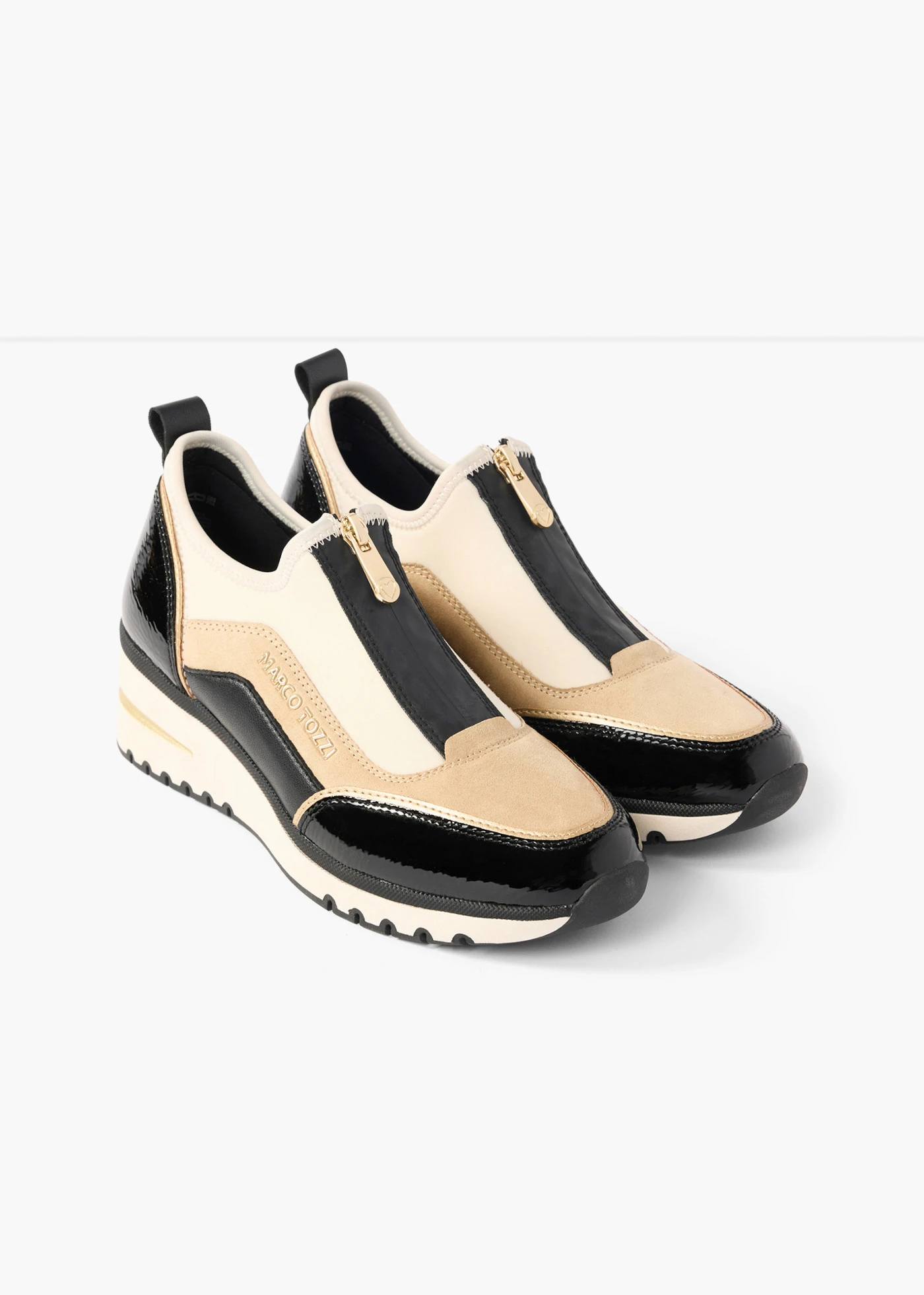 Sneakers van Marco Tozzi met ritssluiting • zwart - beige • bonprix online shop