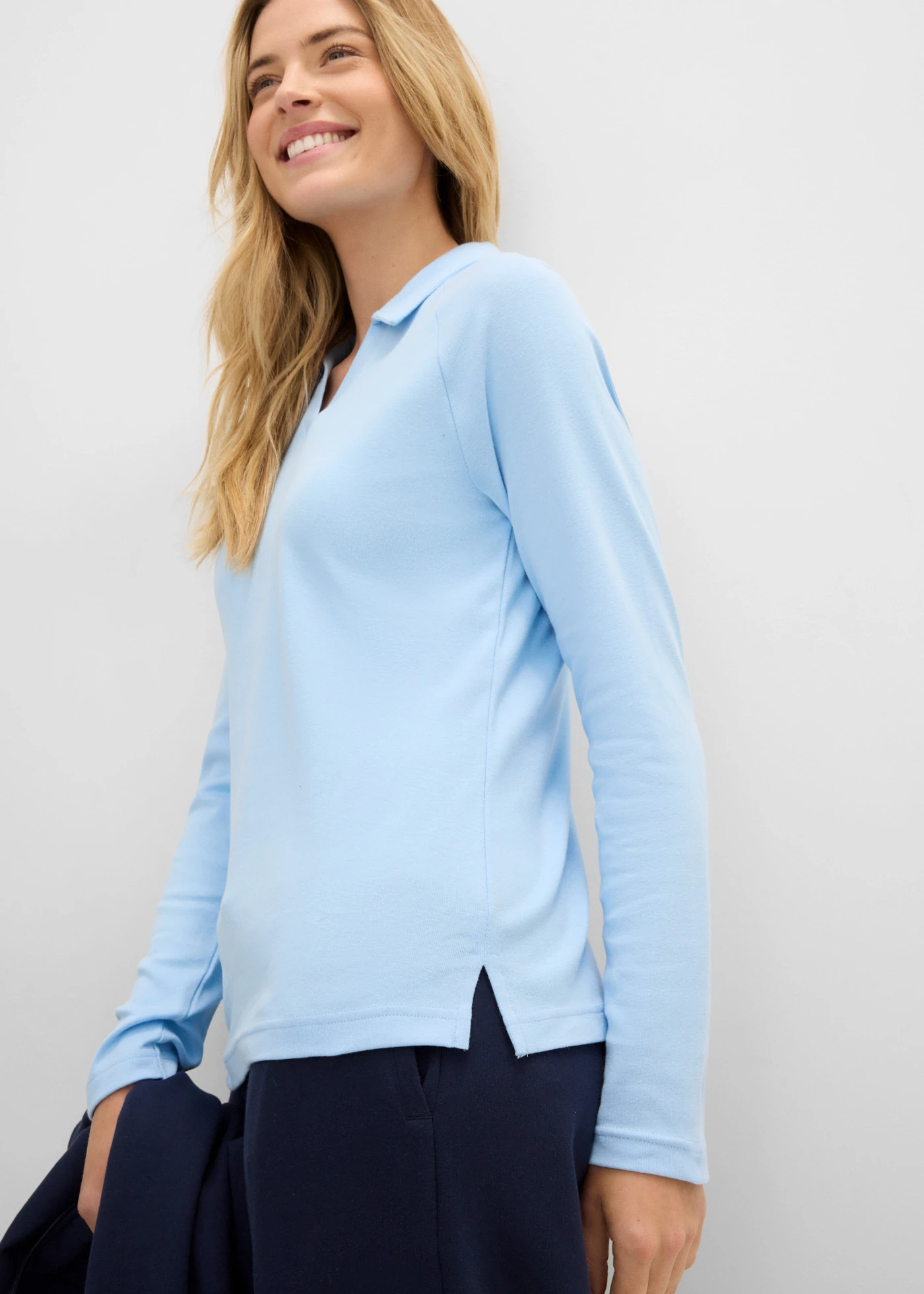 Polo manches longues 100% coton • bleu clair • Boutique bonprix