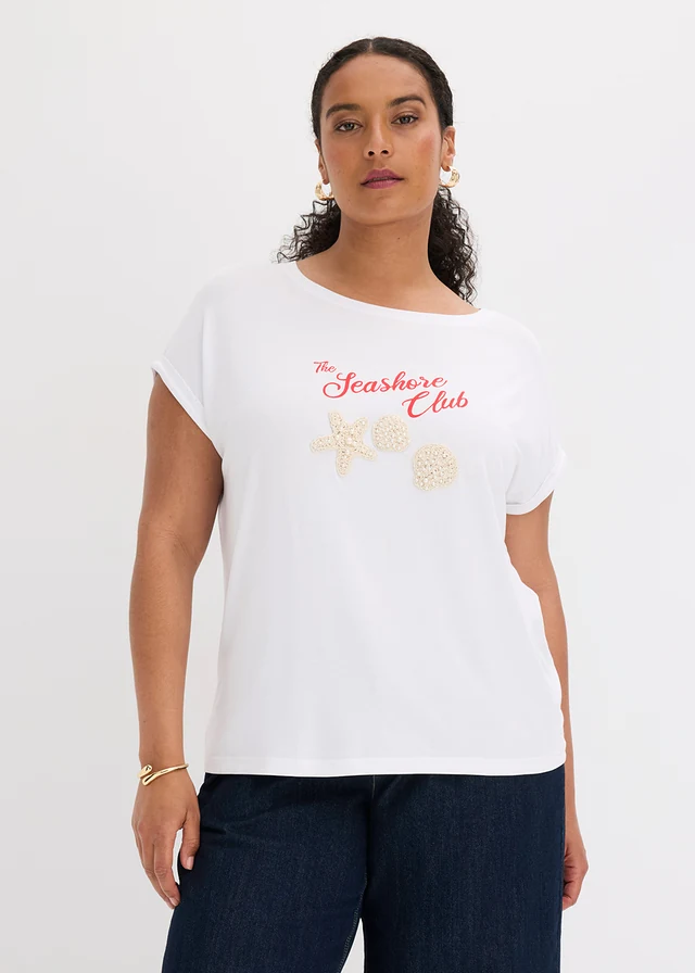 T-shirt van zachte viscose, Kleur: wit