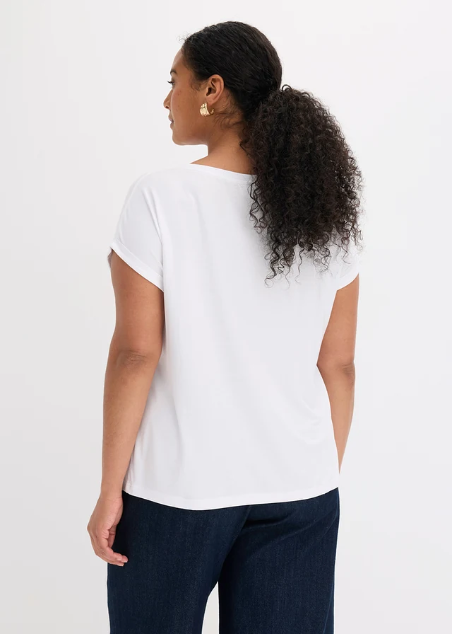 T-shirt en viscose douce, Couleur: blanc