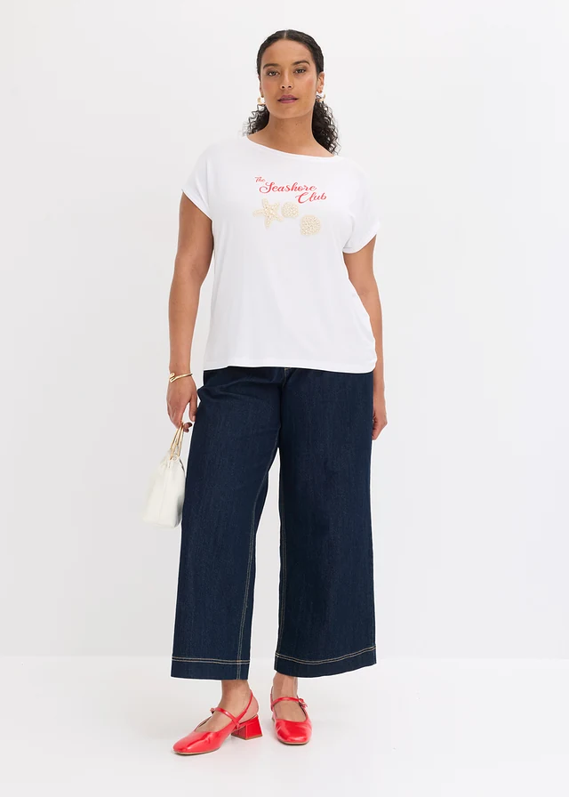 T-shirt van zachte viscose, Kleur: wit