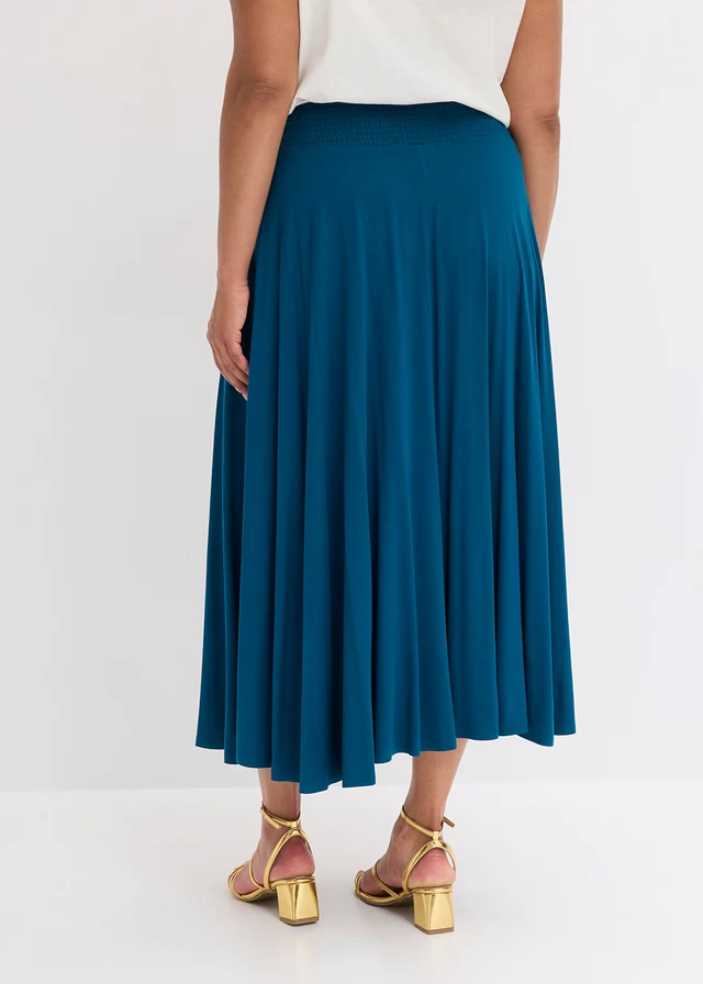 Jupe fluide en jersey viscose, Couleur: pétrole