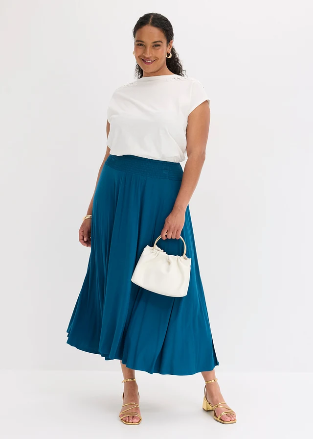 Jersey rok van soepele viscose, Kleur: blauwpetrol