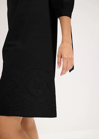 Robe col Bardot 100% coton avec broderies anglaises • noir • Boutique bonprix