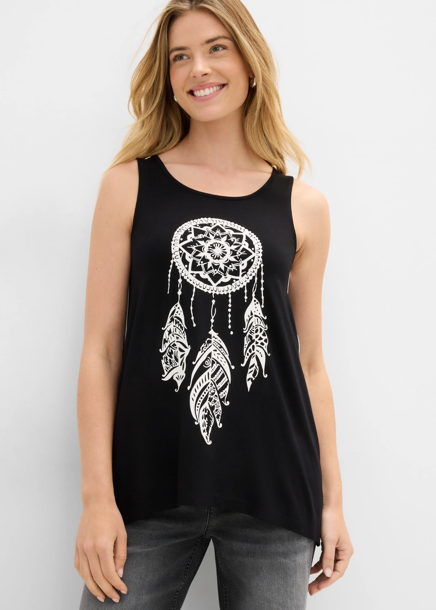 Top long imprimé • noir-blanc imprimé • Boutique bonprix