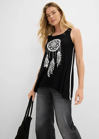 Top long imprimé • noir-blanc imprimé • Boutique bonprix
