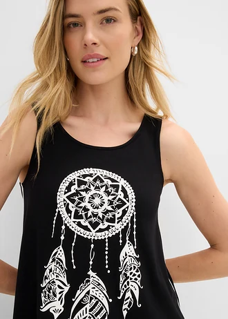 Top long imprimé • noir-blanc imprimé • Boutique bonprix