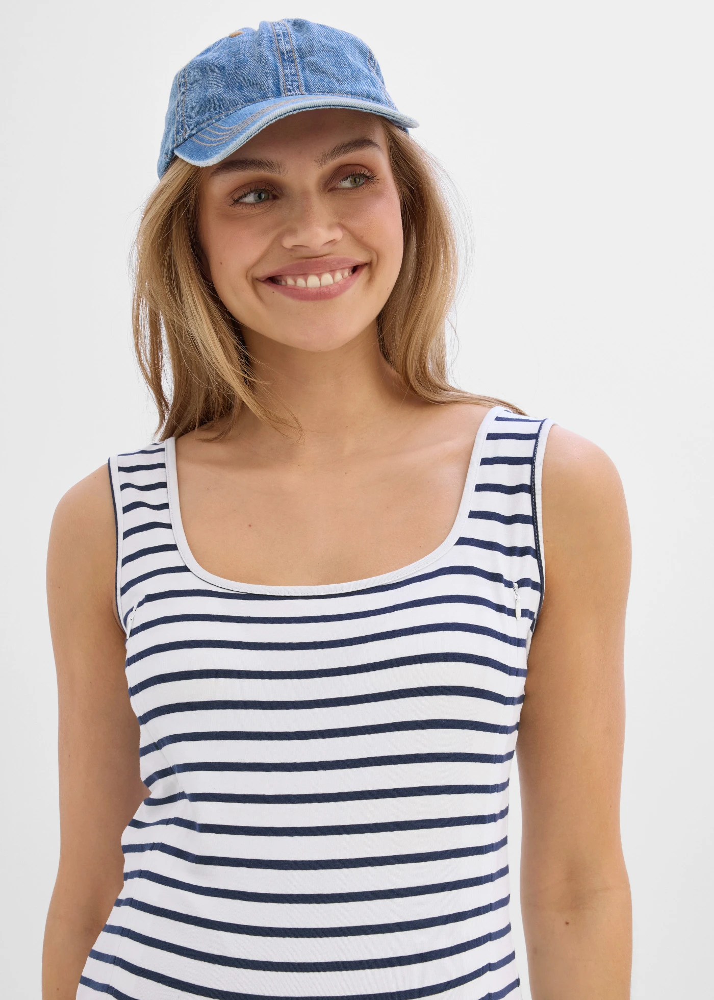Top de gravide cu funcție ascunsă pentru alăptare • bleumarin/alb dungat • magazin bonprix