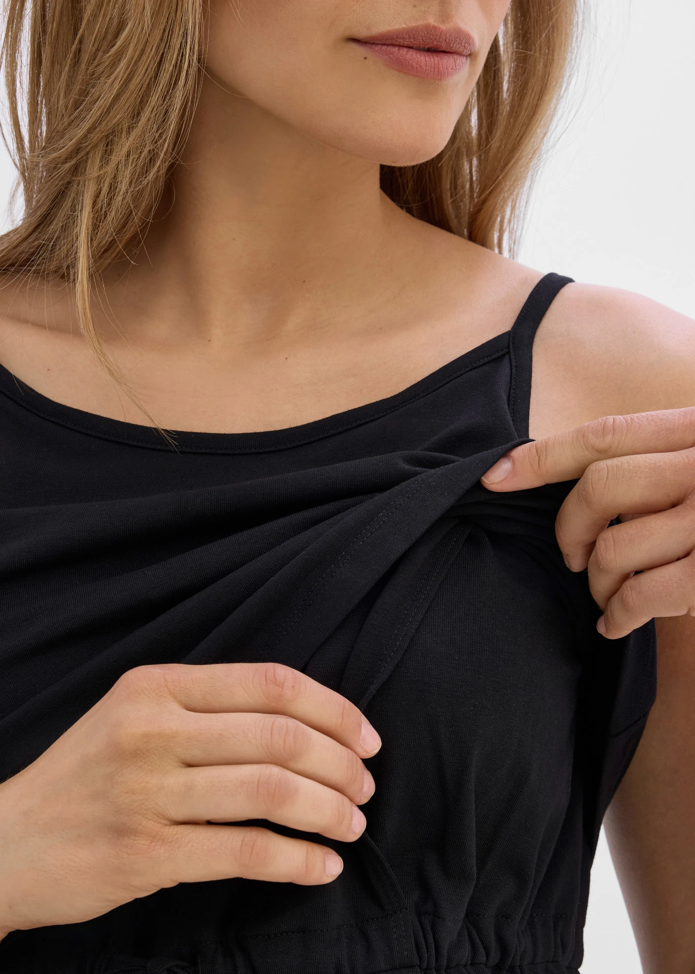 Sukienka ciążowa 2 w 1, z funkcją karmienia i bawełną organiczną • czarny • sklep bonprix