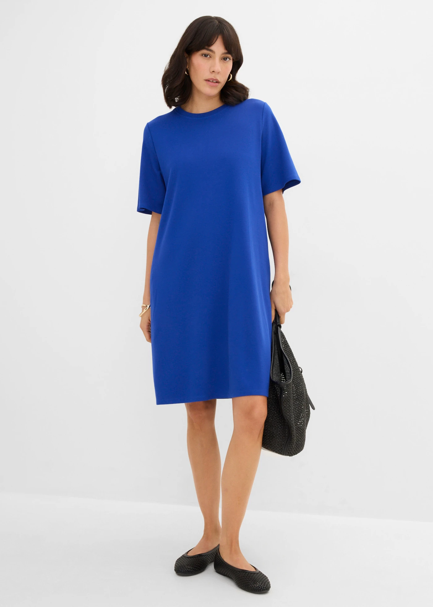 Rochie tricot linie A din amestec de viscoză • albastru-cobalt • magazin bonprix