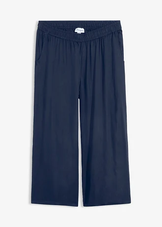 Pantaloni 3/4 cu talie comodă, din viscoză