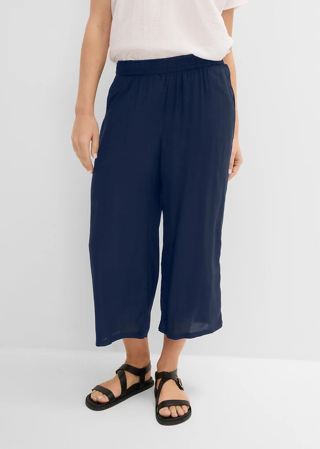 Pantalon 3/4 en viscose avec taille élastiquée • bleu foncé • product-page.page-title-suffix