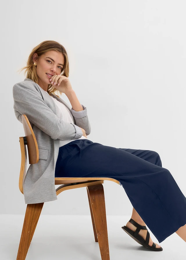 Pantalon 3/4 en viscose avec taille élastiquée • bleu foncé • product-page.page-title-suffix