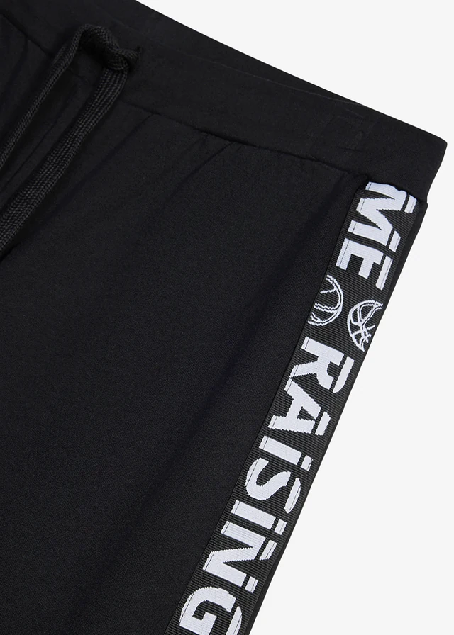 Teplákové bermudy z čistej bio bavlny • čierna potlačená • obchod bonprix