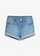 Jeansshort mid waist, Kleur: lichtblauw denim