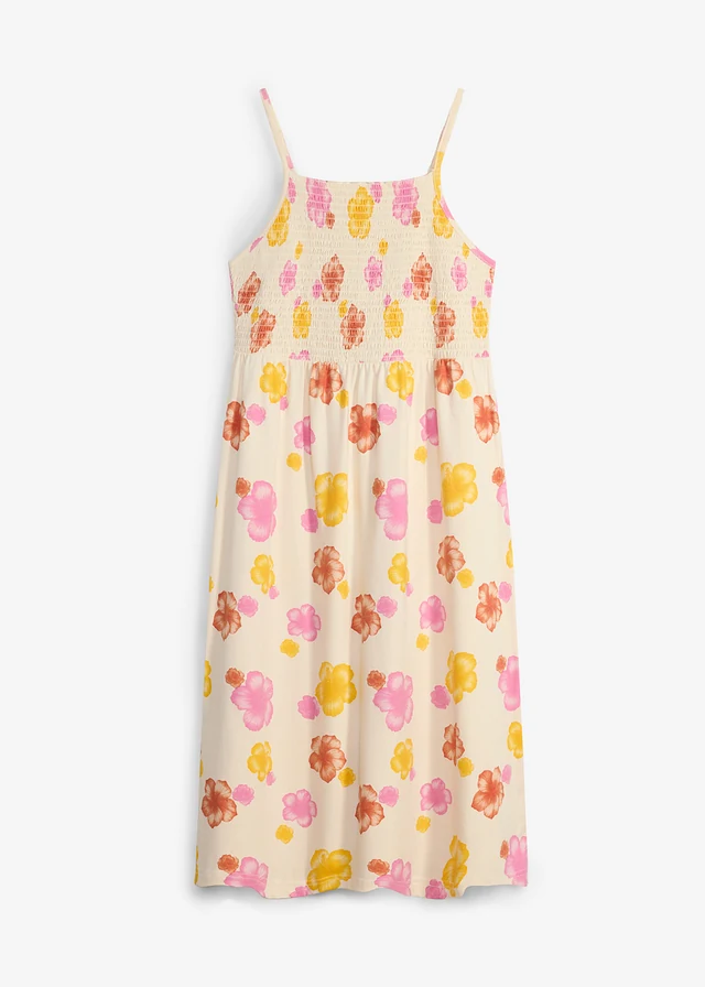 Jersey jurk van een elastische katoenmix, Kleur: zilverkleur gebloemd