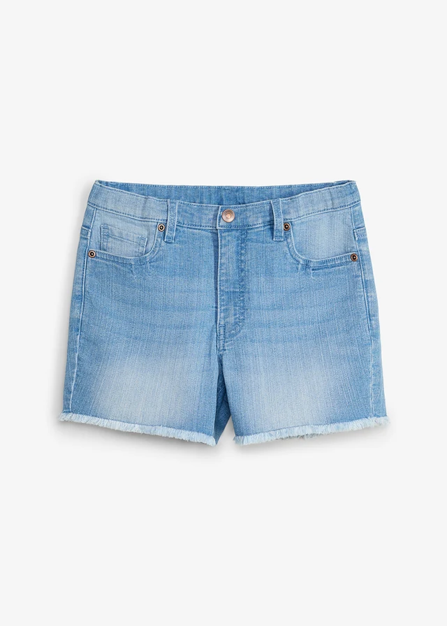Jeansshort mid waist, Kleur: lichtblauw denim