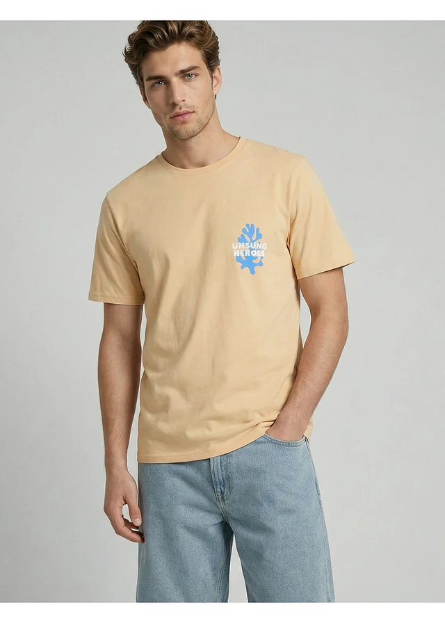 JJ REBEL T-shirt van puur katoen • apricot met print • product-page.page-title-suffix