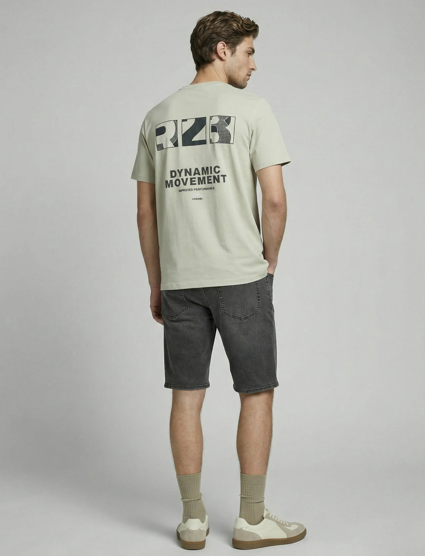 JJ REBEL T-shirt van puur katoen • grijsgroen met print • product-page.page-title-suffix