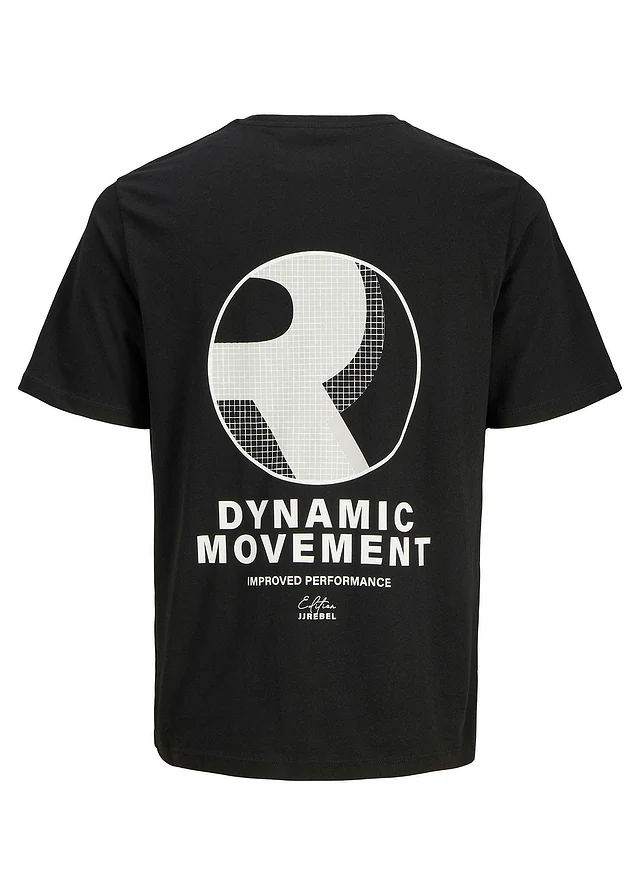 T-shirt JJ REBEL 100% coton, Couleur: noir imprimé
