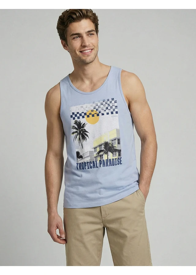 Débardeur marcel JJ REBEL 100% coton • bleu clair imprimé • product-page.page-title-suffix