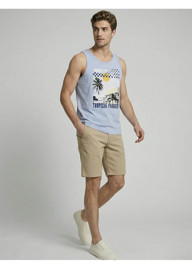 Top sport JJ REBEL din bumbac 100% • bleu cu imprimeu • magazin bonprix