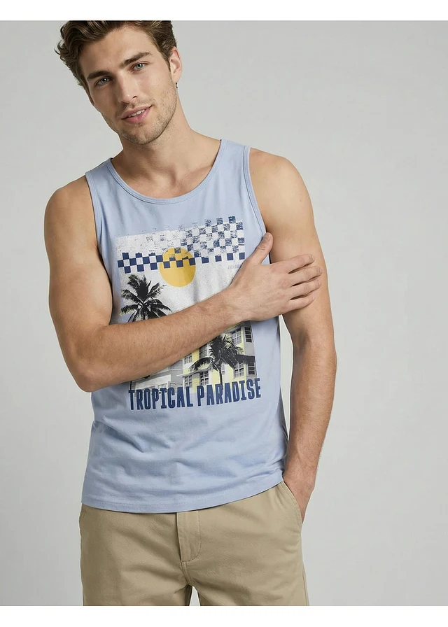 Débardeur marcel JJ REBEL 100% coton • bleu clair imprimé • product-page.page-title-suffix