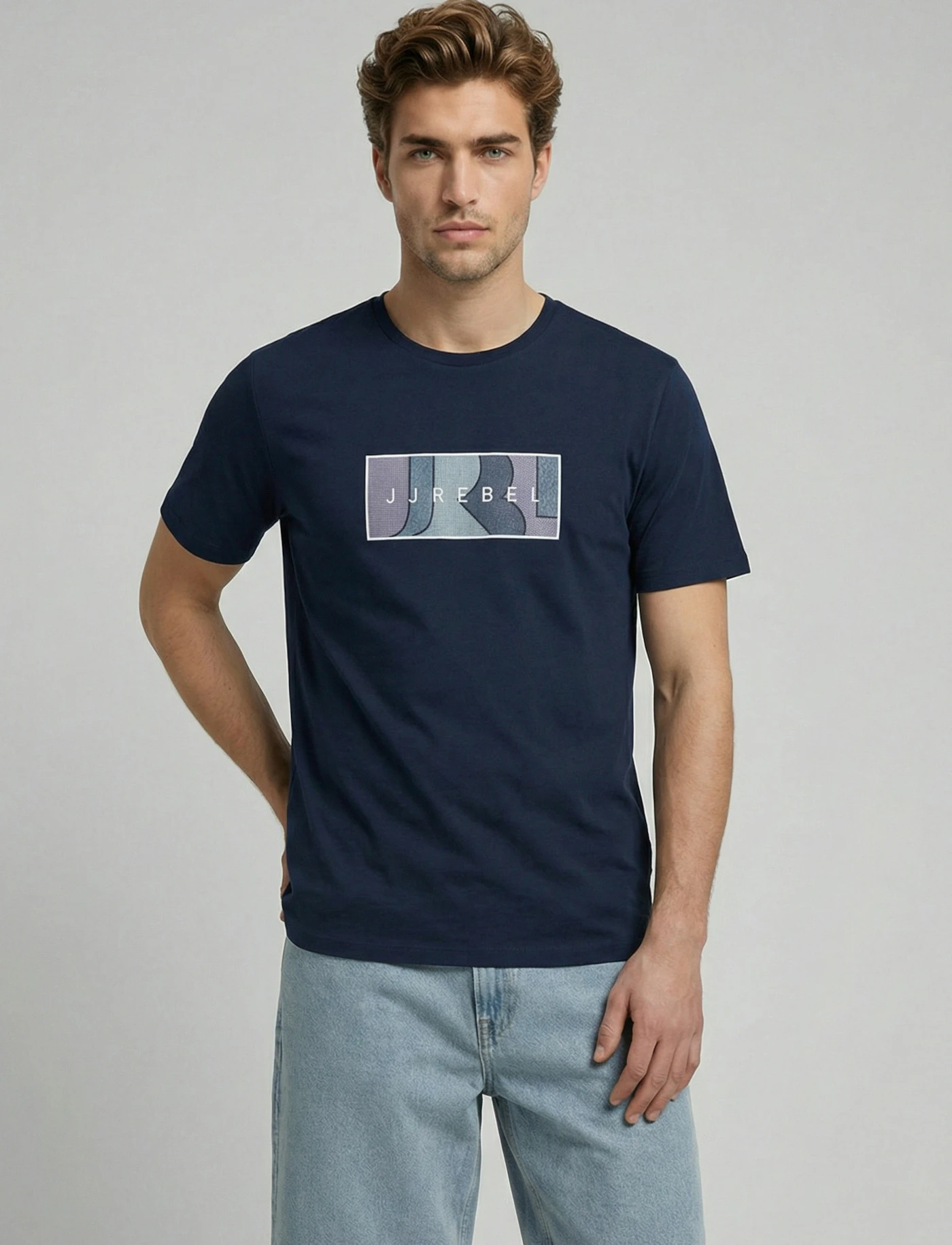 Tricou JJ REBEL din bumbac 100% • albastru-cerneală cu imprimeu • magazin bonprix