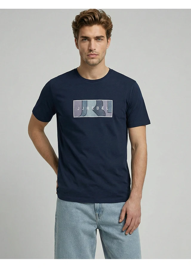 T-shirt JJ REBEL z czystej bawełny • niebieski atramentowy z nadrukiem • sklep bonprix