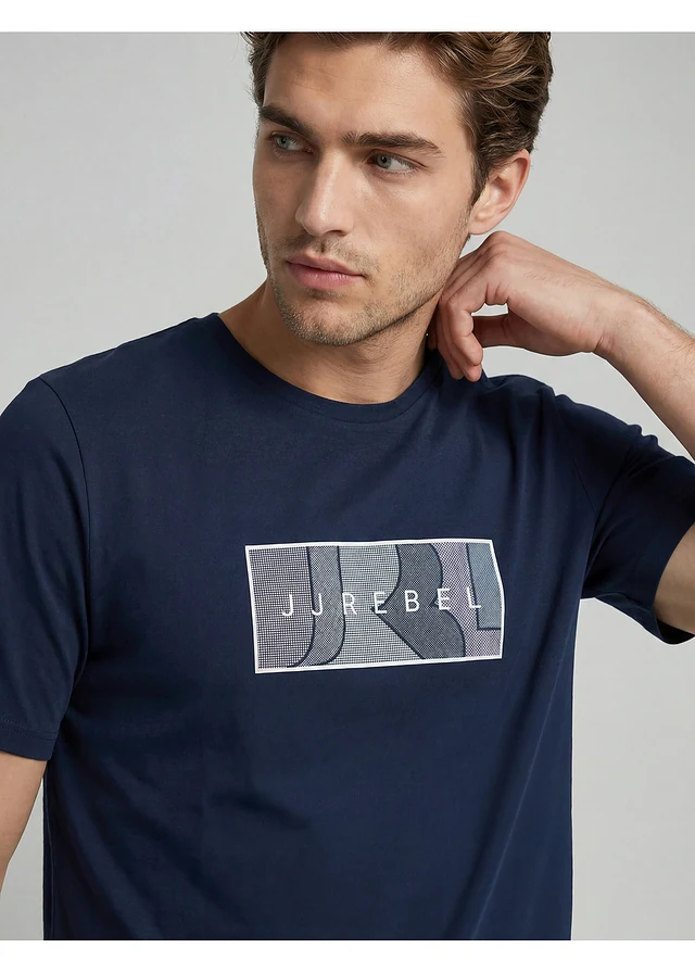 T-shirt JJ REBEL 100% coton • bleu encre imprimé • product-page.page-title-suffix