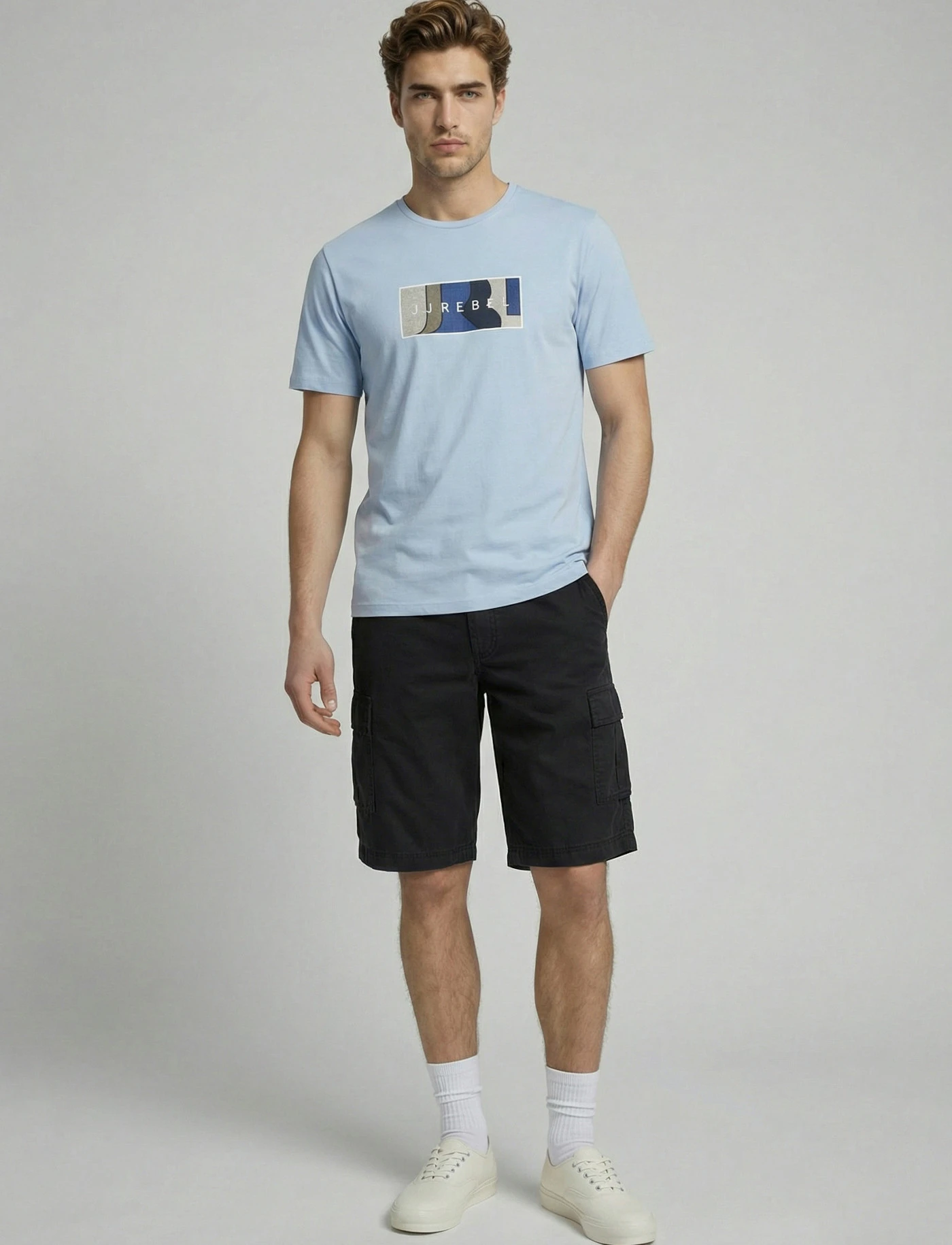 T-shirt JJ REBEL 100% coton • bleu clair imprimé • product-page.page-title-suffix