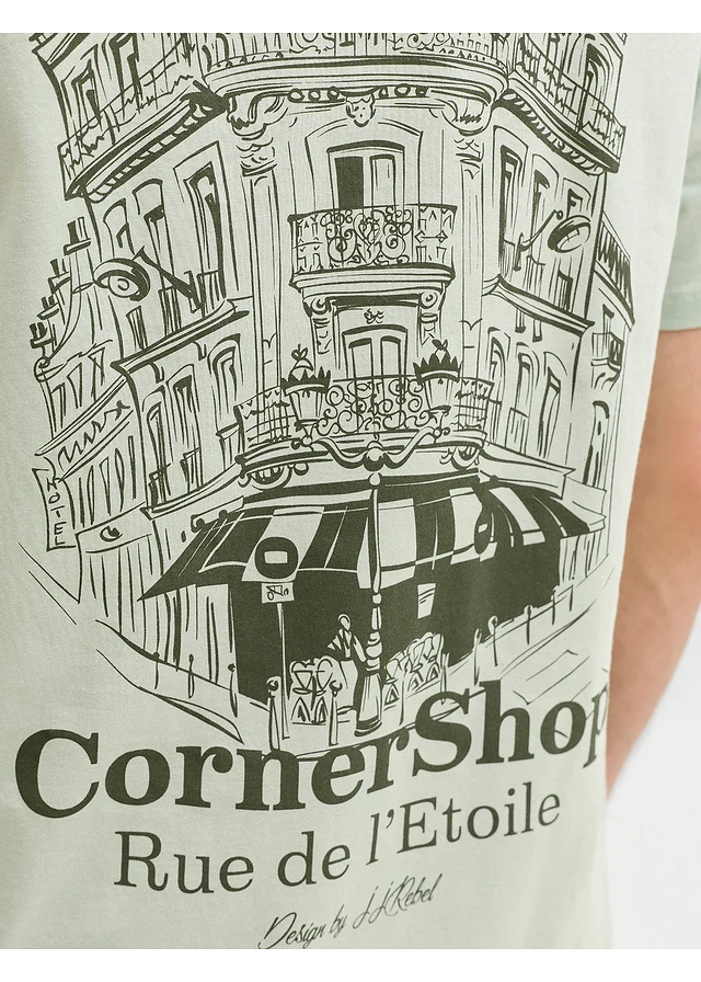 T-shirt JJ REBEL 100% coton, Couleur: gris vert imprimé