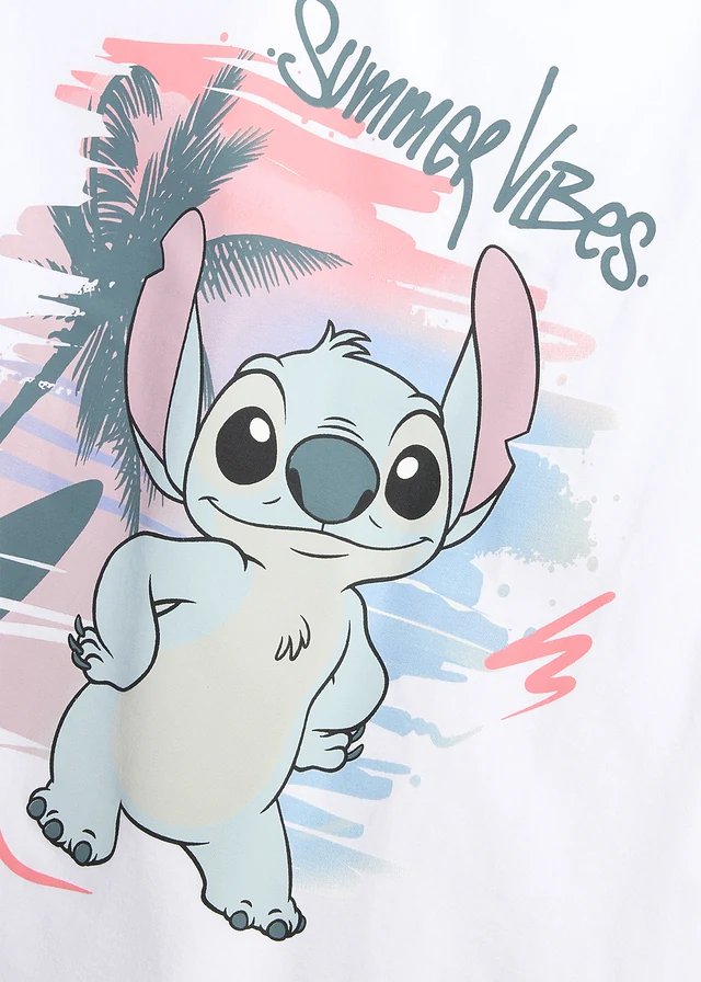 Disney Stitch tričko z čistej bavlny • biela potlačená • obchod bonprix