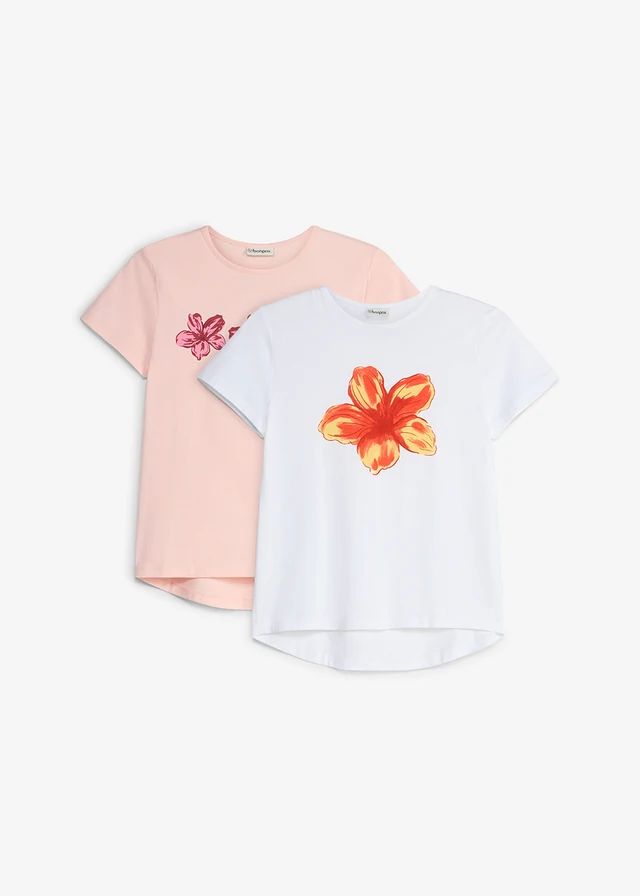 Shirt van een elastische biologisch katoenmix (set van 2)