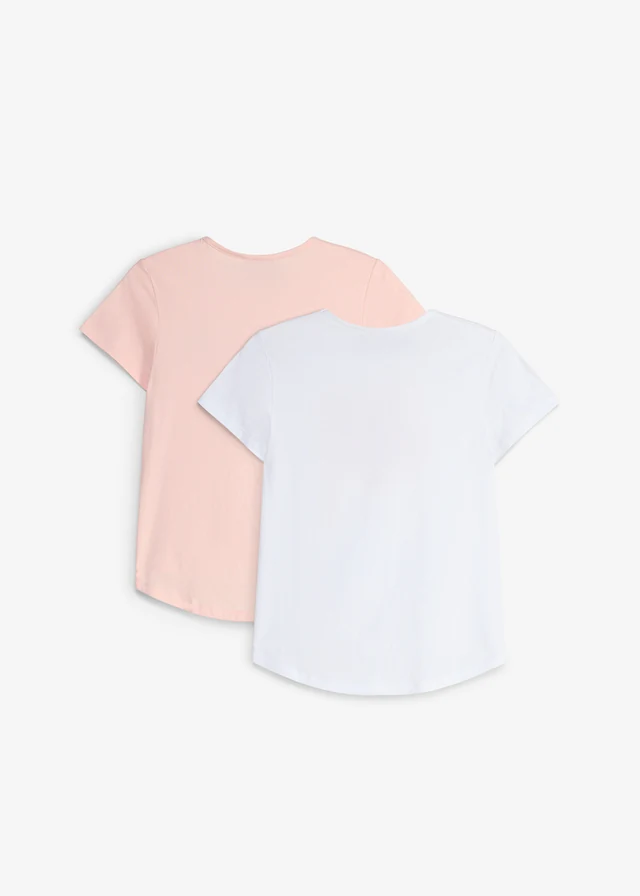 Shirt van een elastische biologisch katoenmix (set van 2) • wit+lichtroze gebloemd • product-page.page-title-suffix