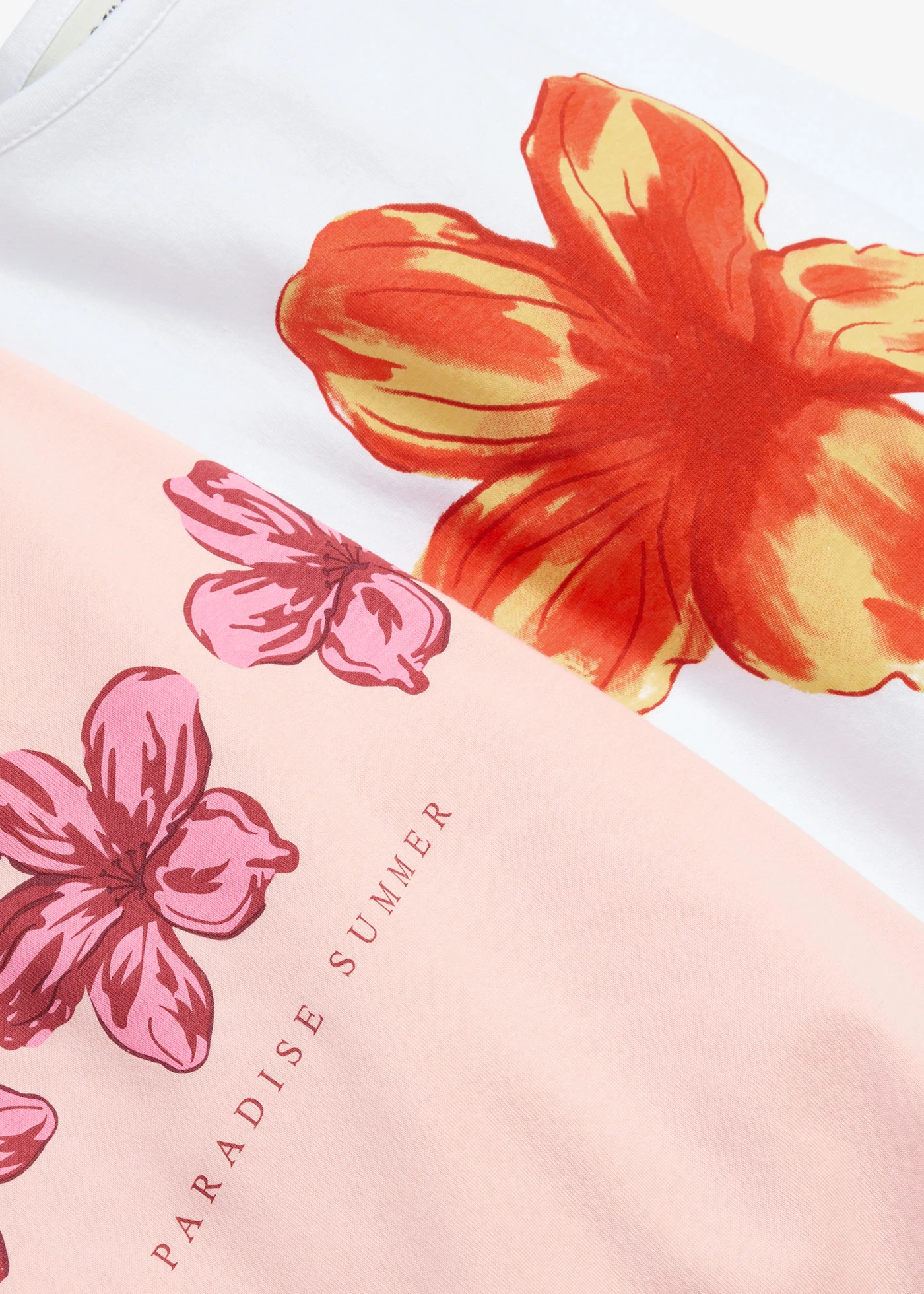 Lot de 2 T-shirts en coton extensible • blanc + rose clair floral • product-page.page-title-suffix