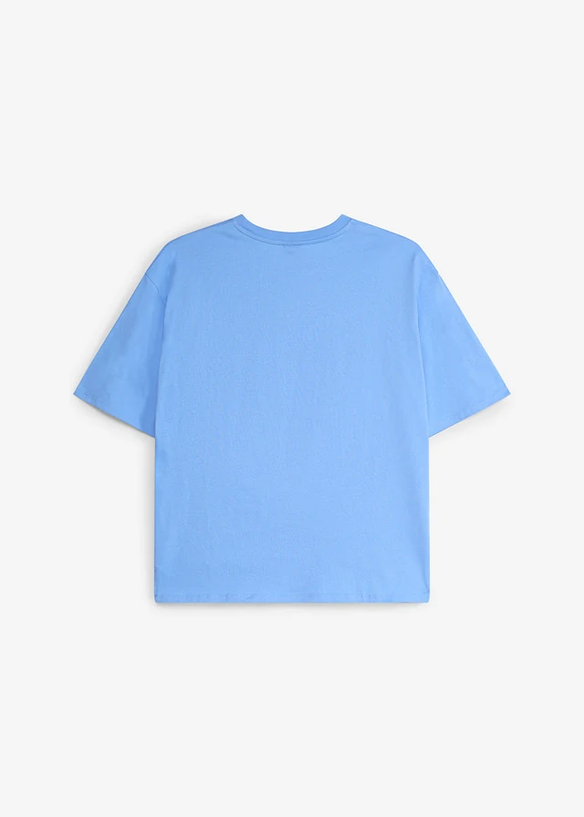 Mickey Mouse-T-shirt in een losse pasvorm van puur katoen, Kleur: middenblauw met print