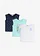 Lot de 3 débardeurs 100% coton, Couleur: bleu aqua + blanc + bleu foncé imprimé