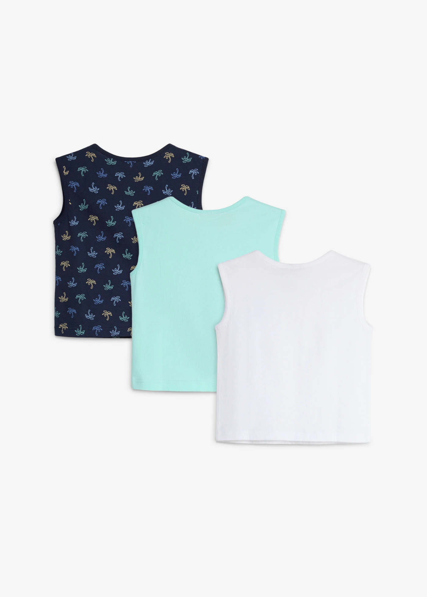 Tanktop van 100% biologisch katoen (set van 3) • aquablauw+wit+donkerblauw met print • product-page.page-title-suffix