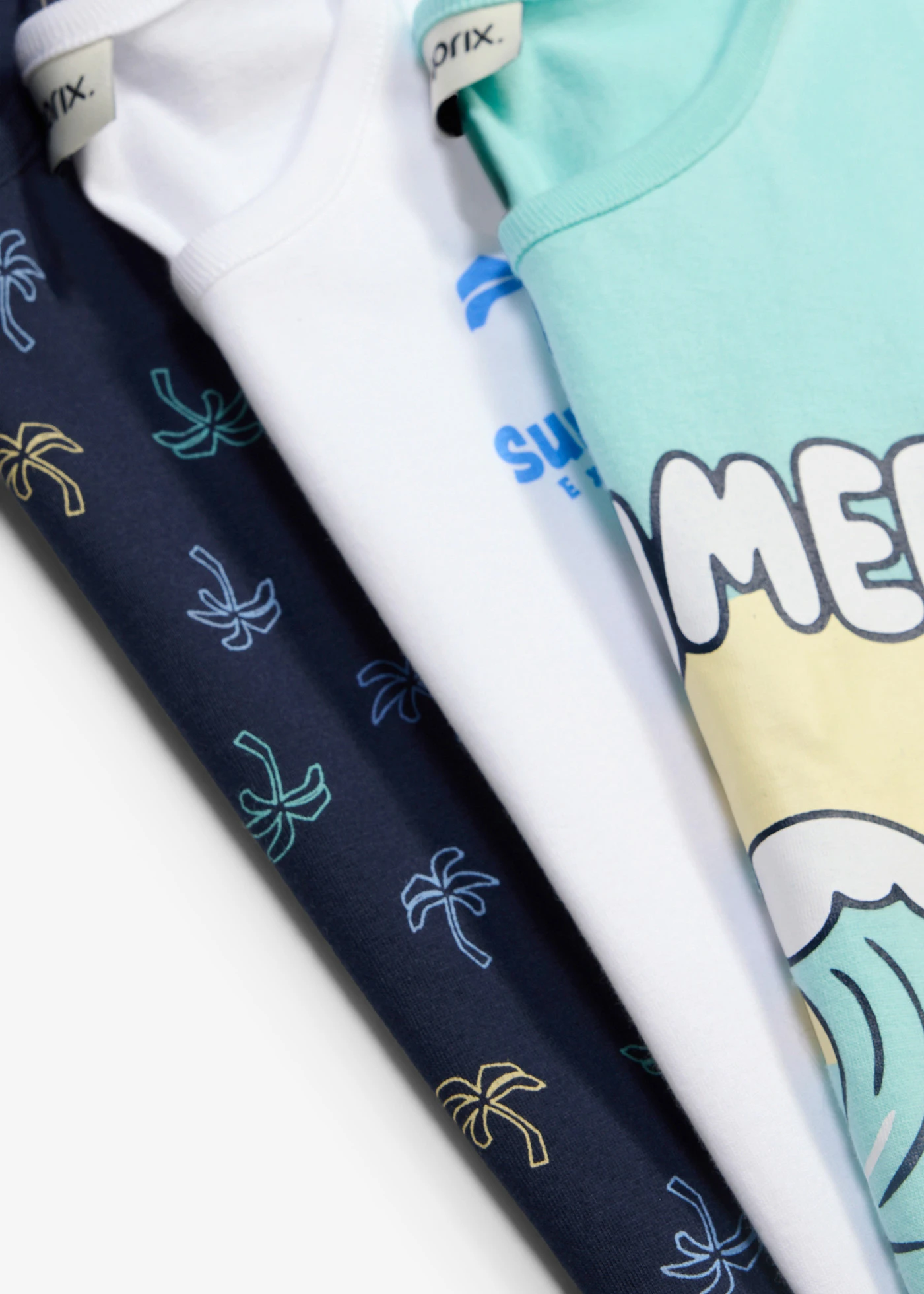Lot de 3 débardeurs 100% coton • bleu aqua + blanc + bleu foncé imprimé • product-page.page-title-suffix