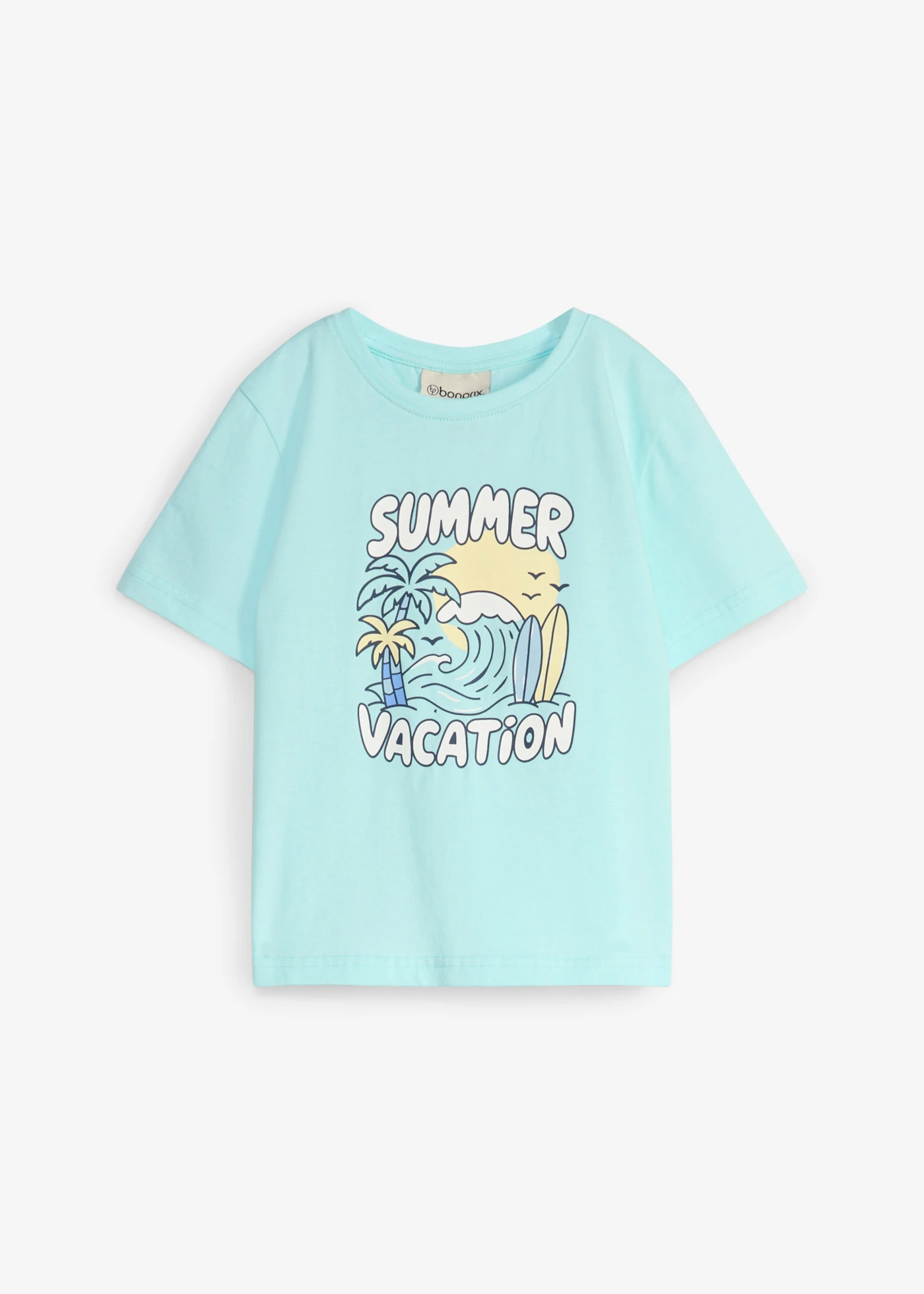 Tricou din bumbac organic 100% • albastru acvamarin cu imprimeu • magazin bonprix