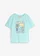 T-shirt van puur biologisch katoen, Kleur: aquablauw met print