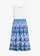 Jersey jurk in 2-in-1 look, Kleur: wit-kobaltblauw met print