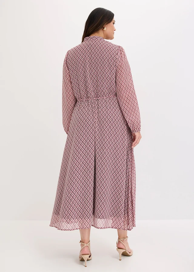 Robe en mousseline à passepoils contrastants, Couleur: sureau graphique