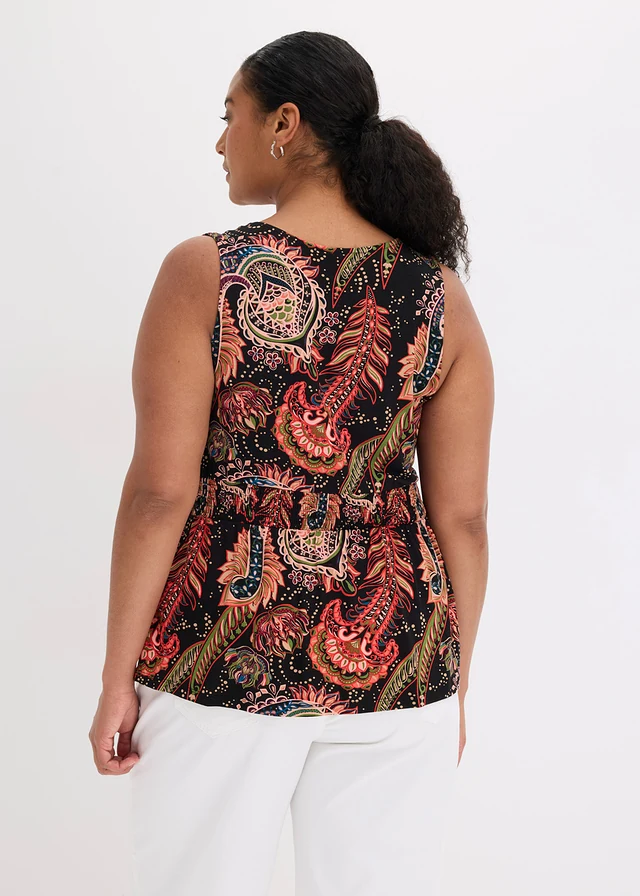 Top in een zachte viscosemix, Kleur: zwart paisley